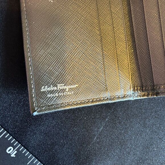Salvatore Ferragamo Gold/Taupe/Army Greenish Women's Wallet Vintage Good Cond - Picture 9 of 12